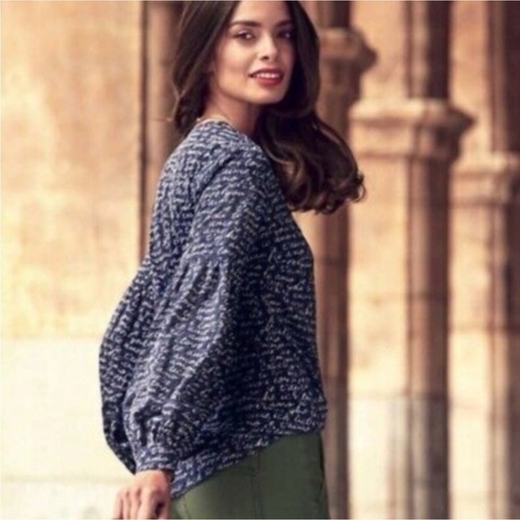 Cabi 5336 Women’s Medium Te Amo Blouse Navy & White I Love You Top - Picture 3 of 15